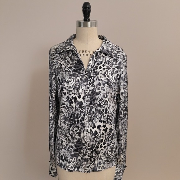 St. John Tops - St. John Silk Abstract Collared Blouse Size 12